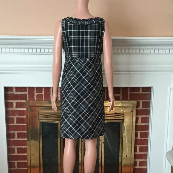 Fossil 100% Silk Dress Small Black Plaid Sleeveless - Picture 4 of 7
